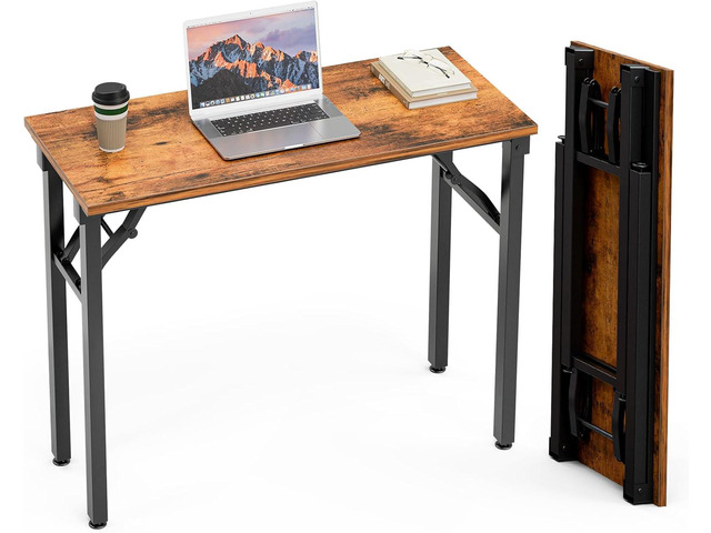 TEMI Small Computer Desk Folding Table - 35.8' Foldable Office Desk, No Assembly, Perfect for Small Spaces in Bedroom, Dorm, or Apartment, Study...
