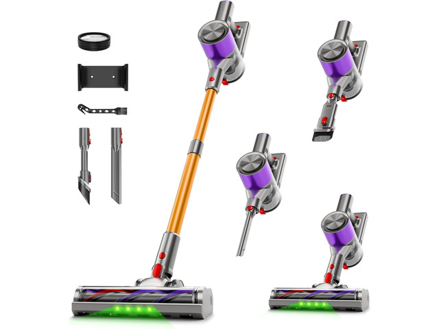 Cordless Stick Vacuum Cleaner, 40Kpa Powerful Vacuum with LED Headlights