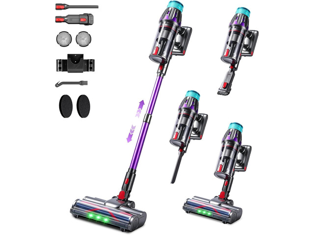 Cordless Vacuum Cleaner for Home,Self-Standing Stick Vacuum with Touch Screen,55KPa Suction,580W Motor & Up to 70-Min Runtime,Anti-Tangle Vacuum...
