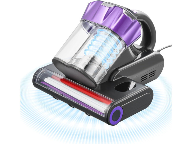VEVOR Mattress Vacuum Cleaner, 550W Bed Vacuum Cleaner with 18Kpa Powerful Suction and Dual Dust Bin, HEPA Filter & Heating, Ultrasound Tech &...
