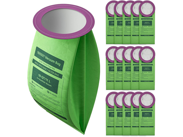 16 Pack 100331 QT Vacuum Bags Compatible with ProTeam 10 Quart Backpack Vacuum Cleaner, for Coachvac, Super Coachvac, Megavac, Upgraded Micro...