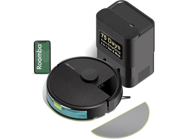 iRobot Roomba 105X Robot Vacuum & Mop Combo, AutoEmpty Dock, SelfEmptying for Up to 75 Days, 70× PowerLifting Suction, Smart LiDAR Mapping, App &...