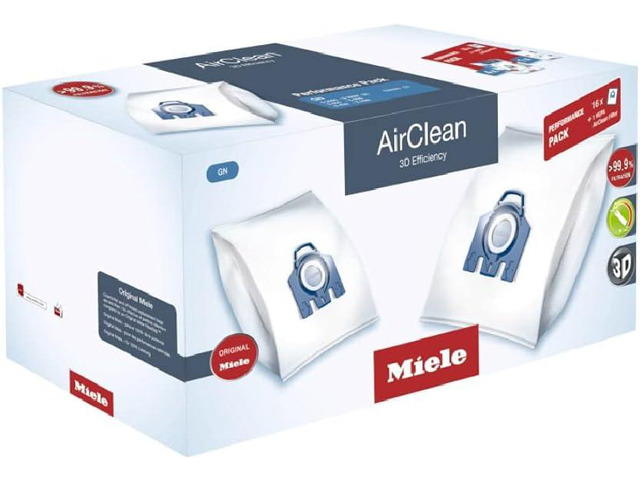 Miele Performance Pack AirClean 3D GN Vacuum Cleaner Bags, 16 x Bags, 1 x HEPA Filter