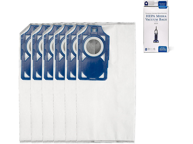 Riccar R30D HEPA Filter Vacuum Cleaner Bags, Charcoal-Infused Tandem Air Blue, Six Bags Included, RNHC-6