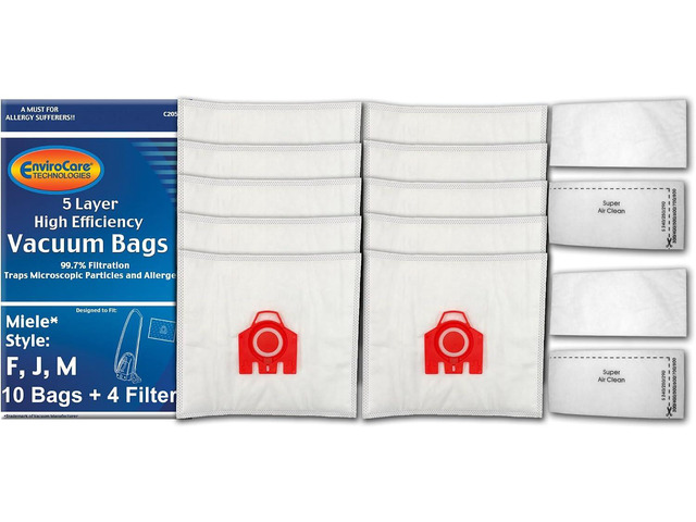 EnviroCare Replacement Vacuum Cleaner Bags Designed to fit Miele Canisters Style F J M 10 Bags with 4 Filters
