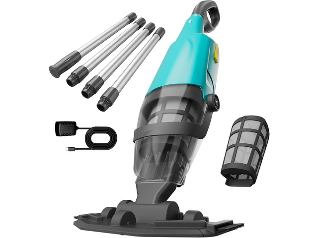 Pool Vacuum for Above Ground Pool, 18GPM Powerful Suction/87 Extension Pole/60Mins Runtime, Spot Fast Cleaning Cordless Handheld Pool Vacuum...