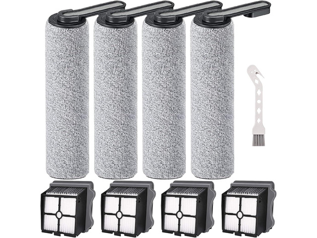 Brush and Filters Replacement Parts Accessories Compatible for Tineco Floor ONE S5/Floor One S5 Pro Cordless Vacuum Cleaner, 4 Roller Brushes, 4...