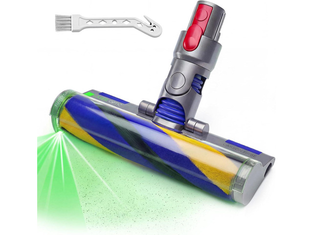 LED Fluffy Soft Roller Cleaner Head Replacement for Dy-son V7 V8 V11 Animal V15 Detect V10 Cyclone Vacuum, Upgrade Green Light Dust Detect...