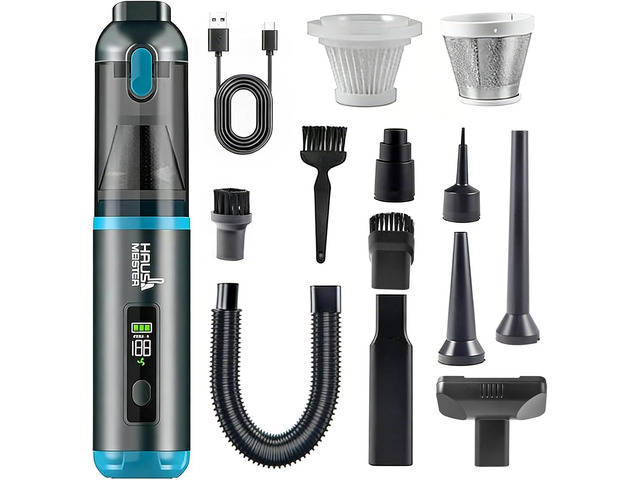 HAUSMEISTER Airflex One Cordless Car Vacuum 16000Pa, 4-in-1 Handheld Vacuum with Air Duster & Inflator, Portable Mini Vac for Car Detailing, Pet...