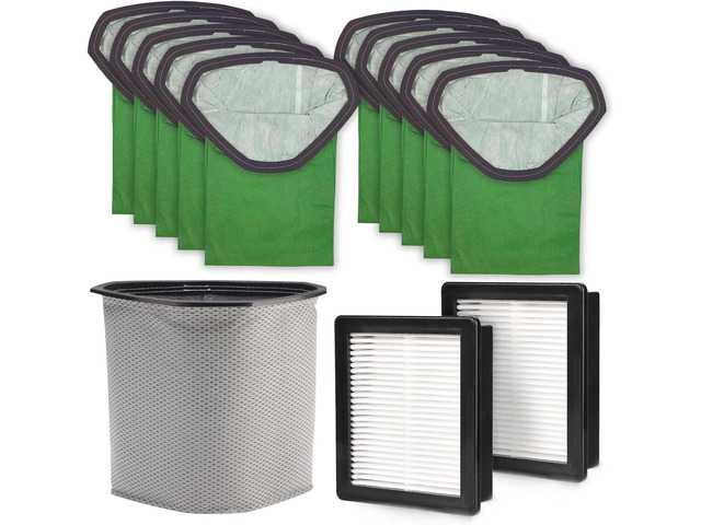 6QT Kit Compatible for ProTeam Vacuum Parts Includes 10 Units Vacuum Bags, 1 Cloth Vacuum Bag, 2 Filters Compatible with Pro Team Vacuum Parts &...