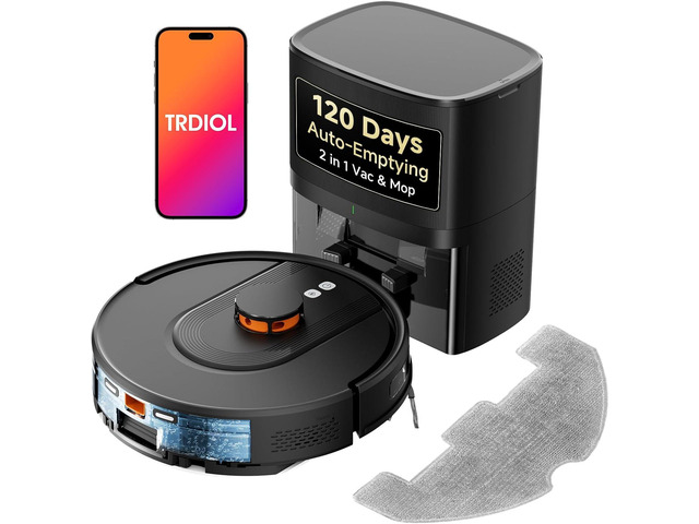 Robot Vacuum and Mop, 120-Day Self-Emptying with 6000Pa Suction, LiDAR Navigation & Smart Mapping & No-Go Zones, Anti-Tangle, for Pet Hair, Carpets...