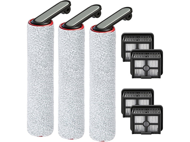Roller Brush and Filter Replacement Compatible with Dreame H12 Pro, H12 Dual, G10 Pro Cordless Wet Dry Vacuum Cleaner Accessories, 3 Pack Roller...