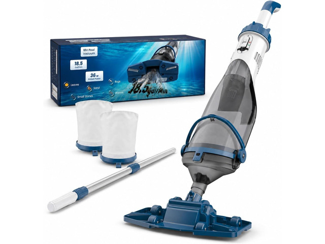 Pool Vacuum for Above Ground Pool & Inground Pools 18.5 GPM Suction, Blue