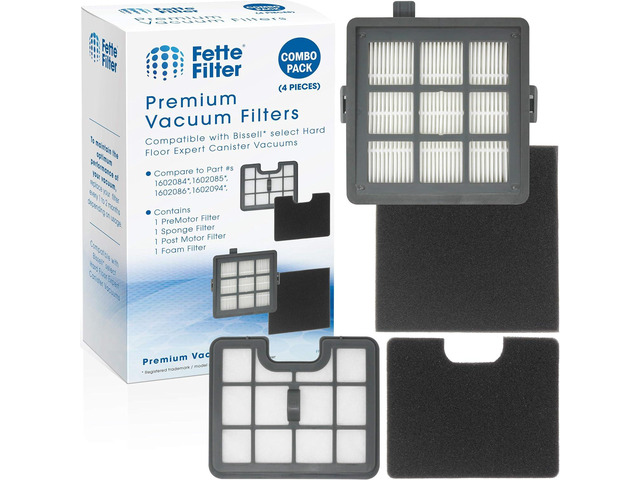 Fette Filter - Filter Set Compatible with Bissell Hard Floor Expert Canister Vacuum Series 1154 & 1161 Contains- 1 PreMotor 1 Sponge 1 Post Motor 1...