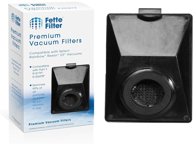 Fette Filter - Vacuum Filter Compatible with Rainbow R12179, R12647B, R10520, E2 Black, Silver Washable Filters - Pack of 1