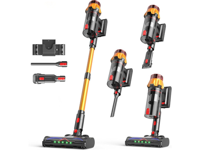 Cordless Vacuum Cleaner for Home, 55Kpa Suction, Up to 70-Min Runtime, Gold