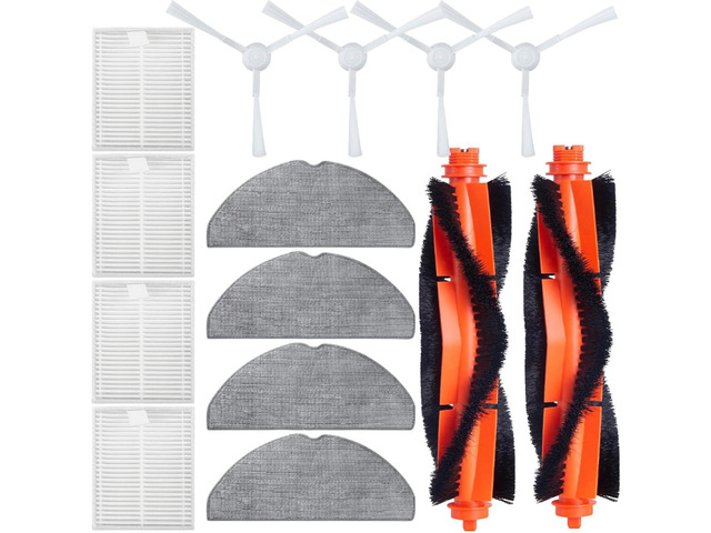 Accessories Kit for Xiaomi S20 Robot Vacuum Cleaner Replacement Parts, 4 Side Brushes, 2 Main Brushes, 4 HEPA Filters, 4 Mop Pads, Repuestos Spare...