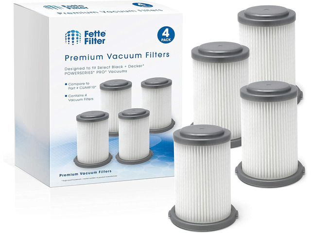 Fette Filter - 4 Pack CUAHF10 Vacuum Filters Compatible with Black + Decker POWERSERIES PRO 2in1 Cordless Vacuums HCUA525 Series. Compare to Part #...