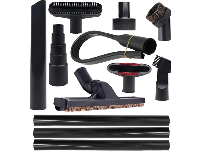 12 Pcs Universal Vacuum Attachment Kit, Vacuum Hose Adapter, 1-1/4' Vacuum Cleaners Accessories with Horse Hair Brush Extension Wand Wheeled Floor...