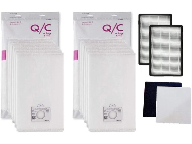 12 Type Q/C HEPA Filtration Bags 20-53292, (2) CF1 81002 Motor Chamber Filter, (2) 53295 EF1 86889 HEPA Exhaust Filters. Compatible with Kenmore...