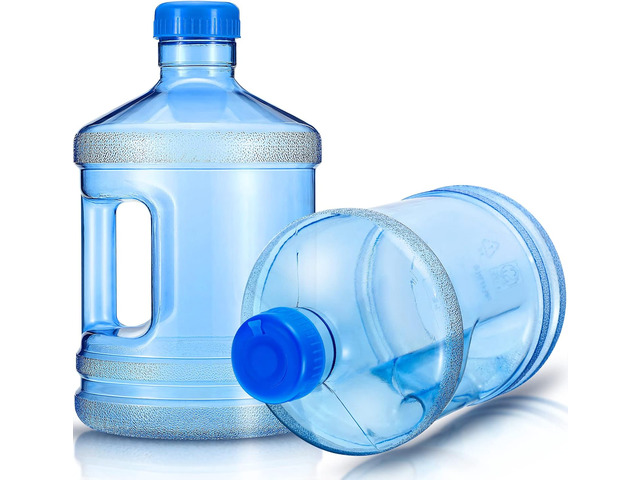 Hoolerry 2 Pieces Water Bottle 1 Gallon Round Plastic Water Jug with Handle Reusable Leak Proof Bottle for Gym Sports Office Daily Cold Liquids...