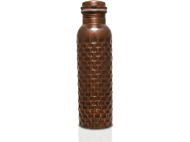 Craft Trade Antique Brick Copper Water Bottle for Drinking & Travel, 32 oz