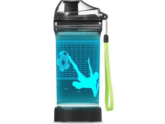 YuanDian Soccer Gifts, Light Up Kids Water Bottle with 3D Soccer Illusion Lamp- 14 OZ Tritan BPA Free - Cool Drinking Cups Gift for School Kids Boy...