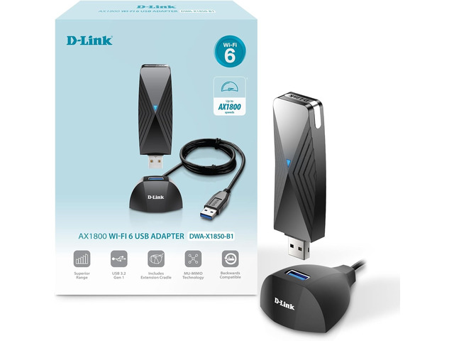 D-Link AX1800 USB WiFi 6 Adapter, Wireless Upgrade for Desktop, Laptop, PC