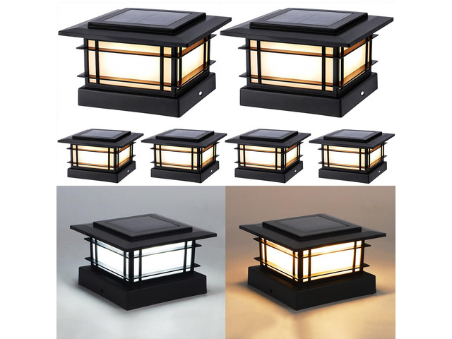 4x4 Solar Post Cap Lights Outdoor with 2 Color Modes, 6 Pack Upgrade Fence Post Solar Lights Black Shell for 4x4 Vinyl/Wooden Posts, Brightness LED...