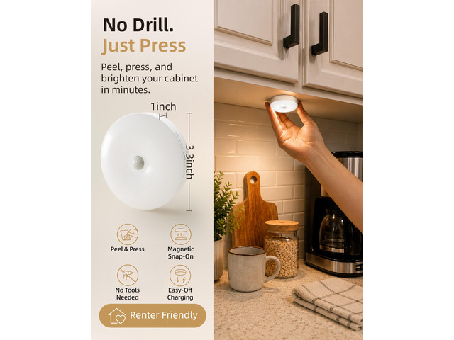 Under Cabinet Lighting with Charging Station, 1000mAh Rechargeable Puck Lights with Remote, 3 Color Temps & 12 RGB Closet Lights, Dimmable Motion...