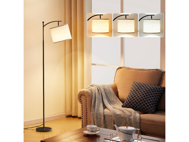 60' Modern Floor Lamp with Beige Shade, 9W LED Bulb 3 Color Temperatures Bulb, Adjustable Linen Shade, Standing Lamps for Living Room Bedroom...