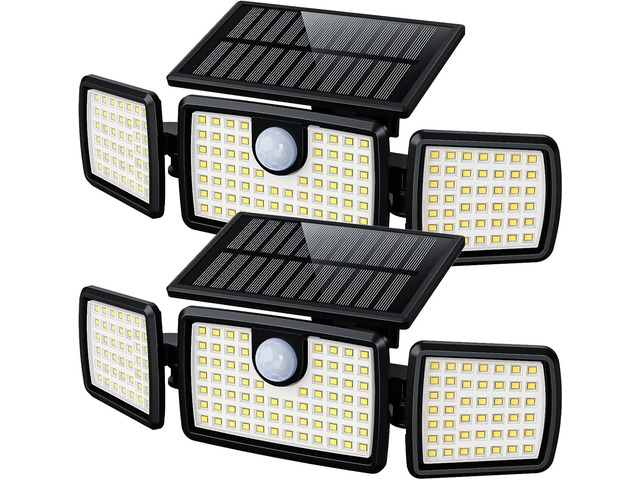 Solar Flood Lights Outdoor, 2500LM Motion Sensor Security Lights with 270° Wide Angle, IP65 Waterproof, 3 Heads Solar Outdoor Lights for Patio,...