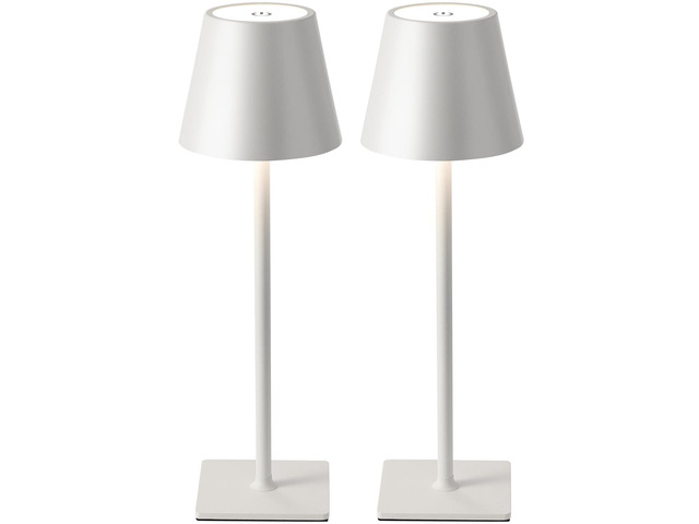 2 Pack Cordless White Table Lamps, Rechargeable Portable LED Desk Lamps 5000mAh Battery Operated 3 Color Stepless Dimming Up for Restaurant,...