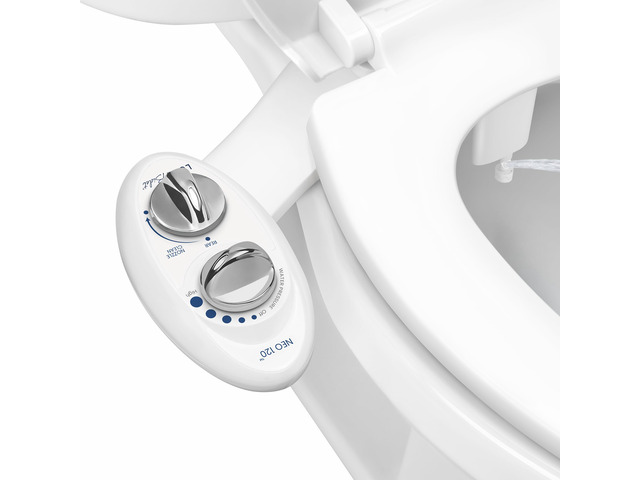 NEO 120 - Bidet Attachment for Toilet Seat, White Non-Electric, Single Nozzle, Self-Cleaning, Adjustable Water Pressure, Rear Wash