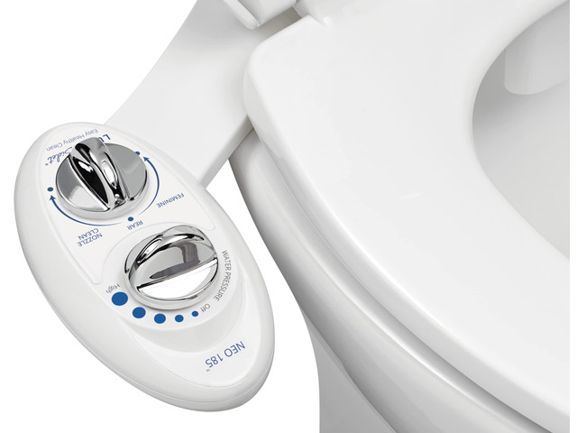 NEO 185 - Bidet Attachment for Toilet Seat, White Non-Electric, Dual Nozzle, Self-Cleaning, Adjustable Water Pressure, Rear & Feminine Wash