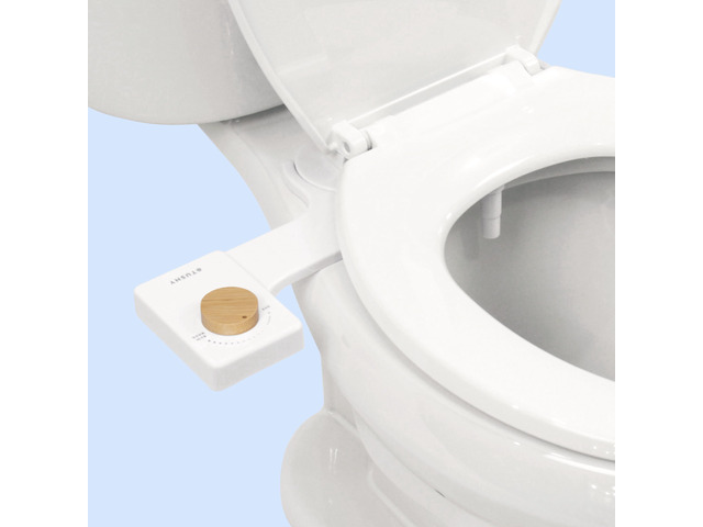 Fresh Ultra-Slim Starter Bidet Attachment, Bamboo Non-Electric, Cool Water Rear Wash, Adjustable Pressure, Self-Cleaning, Fits Elongated and Round...