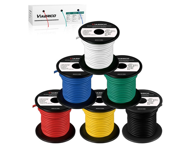 10 Gauge Wire 600FT, 10 AWG Auto Wire 100ft Each Spool, 6 Colors Copper Clad Aluminium Low Voltage Electrical 10 Gauge, Hookup Kit for...