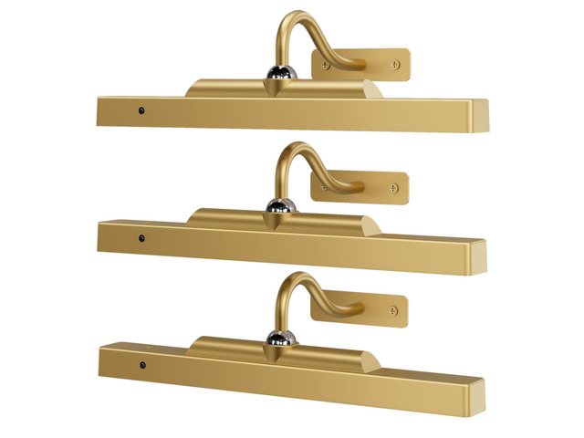 Gallery Lights for Wall 3 Pack, 12' Rechargeable Picture Lights, Cordless Remote Dimmable LED for Portrait Hallway Decor (Antique Gold)