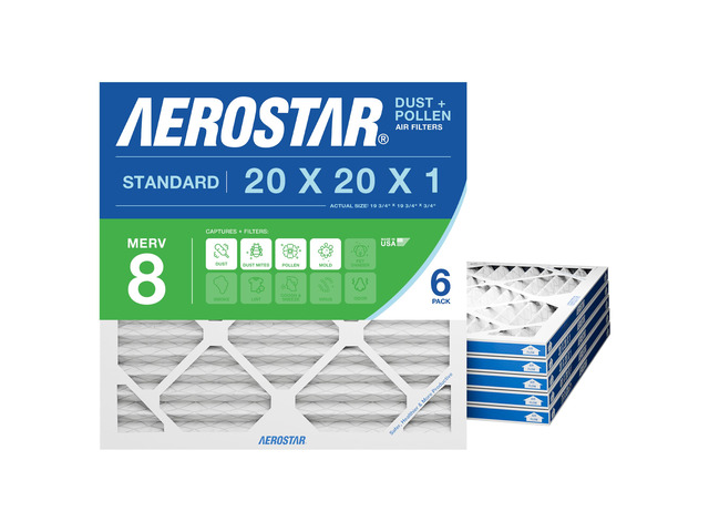 Air Filter 20x20x1 MERV 8 AC Filter, HVAC, Furnace Filter, 6 Pack ACTUAL SIZE (19.75 x 19.75 x 0.75) AC Filter, HVAC, Furnace Filter Captures Dust,...