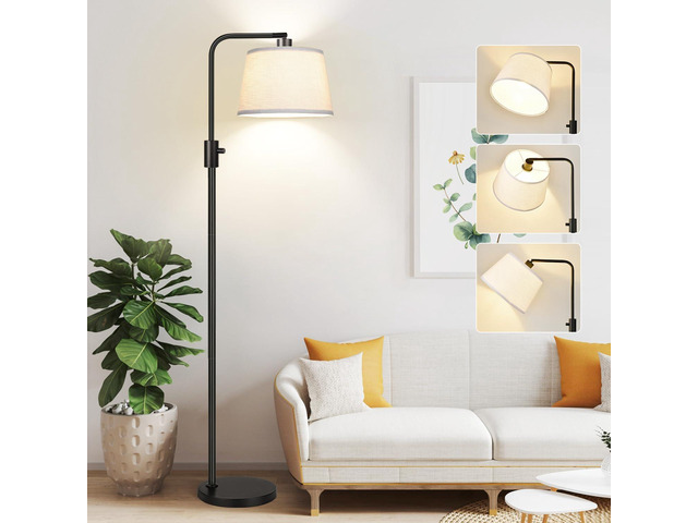 Upgraded Dimmable Floor Lamp, 1000 Lumens LED Edison Bulb Included, Arc Floor Lamps for Living Room Modern Standing Lamp with Linen Shade, Tall...