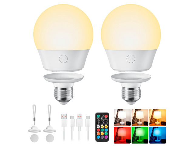 E26 Rechargeable Light Bulb with Remote and Timer Magnetic Base, Battery Backup Bulb for Sconce, Lamps and Non-Hardwired Fixtures, 3 Color...