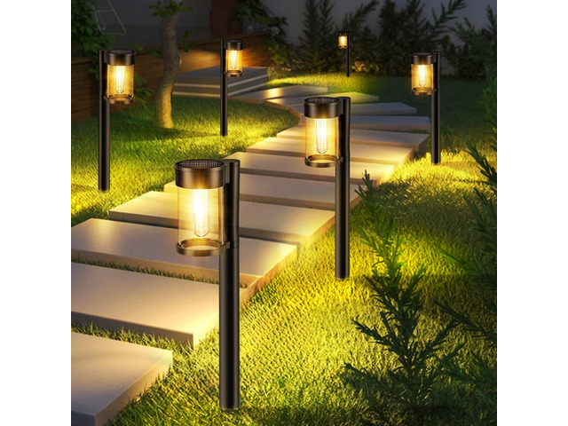 Solar Pathway Lights Outdoor, 10 Pack Metal & Glass Solar Lights Outdoor Waterproof Landscape Path Lights for Yard Walkway Garden Decor, Warm White
