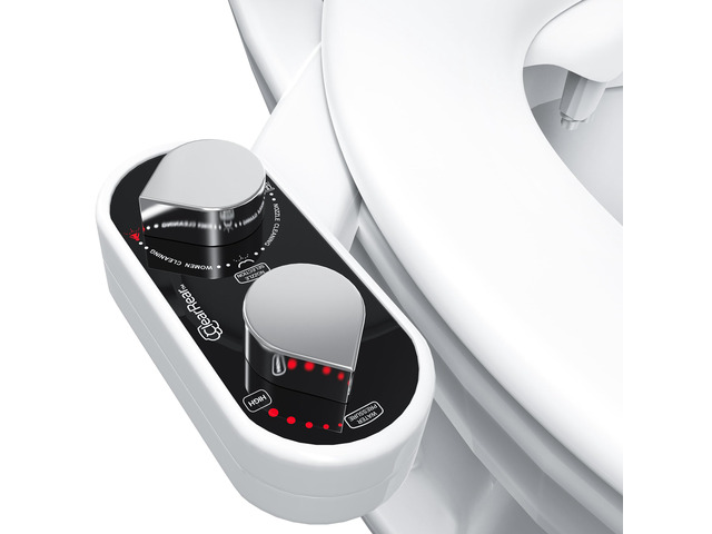Bidet Attachment for Toilet Seat - Non-Electric with Self Cleaning Dual Nozzles, Leak Proof Connectors, Adjustable Water Spray, Rear & Feminine...