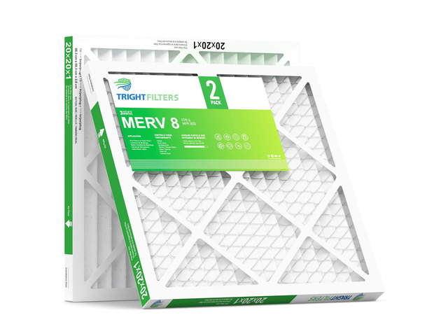 20x20x1 Air Filter 2 Pack, Durable MERV 8 Pleated Home HVAC AC Furnace Filters, Lightweight Compact Air Conditioner Filter Replacement