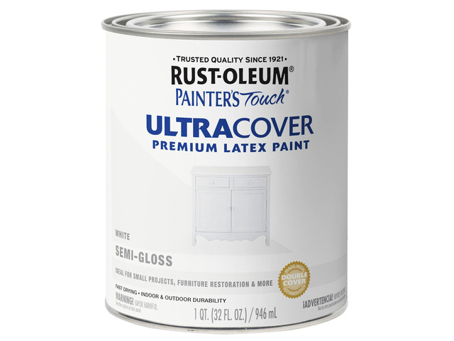 Painter's Touch Latex Brush-On Paint, Semi-Gloss White Interior/Exterior Durability, Multi Surface (Metal, Wood and More), Fast Dry, Chip and...