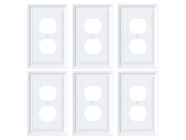 6-Pack Natural Bamboo Fiber Duplex Outlet Cover Plate, Durable Wall Plate Switch Plates and Outlet Covers, Wall Plate for Electrical Outlet, 1...