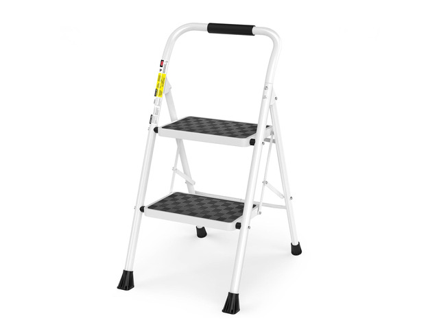 Step Ladder, Folding Step Stool with Wide Anti-Slip Pedal Sturdy Steel Ladder, Convenient Handrail, Lightweight, Portable Steel Step Stool