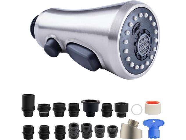 Pull Down Spray Head for Kitchen Faucet, NSF/ANSI/CAN 61 & CUPC Certified 3-Function Spray Nozzle, 15 Adapters, Sink Faucet Head Replacement...