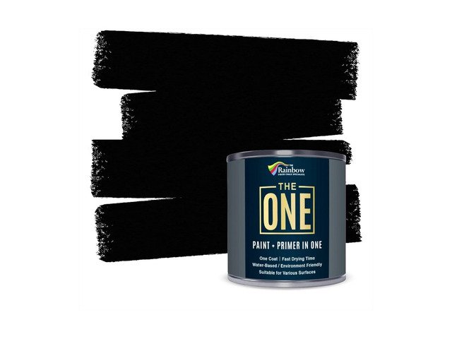 All-In-One Paint & Primer - Black Matte, 33.8 Fl Oz/1 Liter 1 Coat Formula Easy Indoor & Outdoor Decorating for Home & Garden Walls, Floors &...