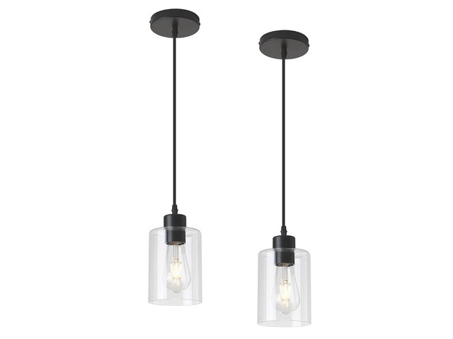 Modern Black Farmhouse Clear Glass Cylinder Pendant Light Fixture,Island Lights for Kitchen,Mini Pendant Lighting for Kitchen Island Decor - 4.75...